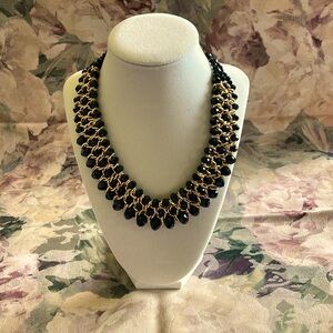 Beautiful Goldtone and Black Beads Woven Into a Stunning Chocker.
